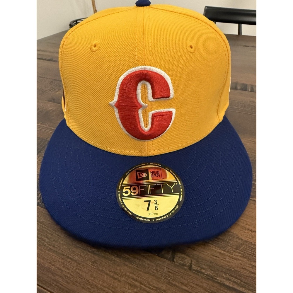 New Era 59FIFTY Sz 7 3/8 Columbia Fitted Men's Baseball Cap Hat Yellow/Blue NWT
